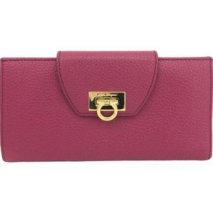 Salvatore Ferragamo Wallet Long Gancini Pink Leather